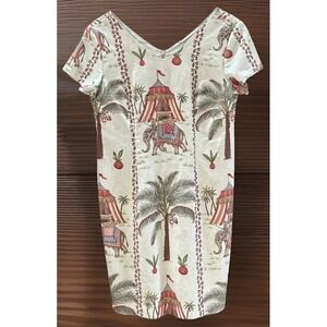 Ultra Dress New York Safari Elephant Dress Trunk Up India Print‎ Beaded Sz 12